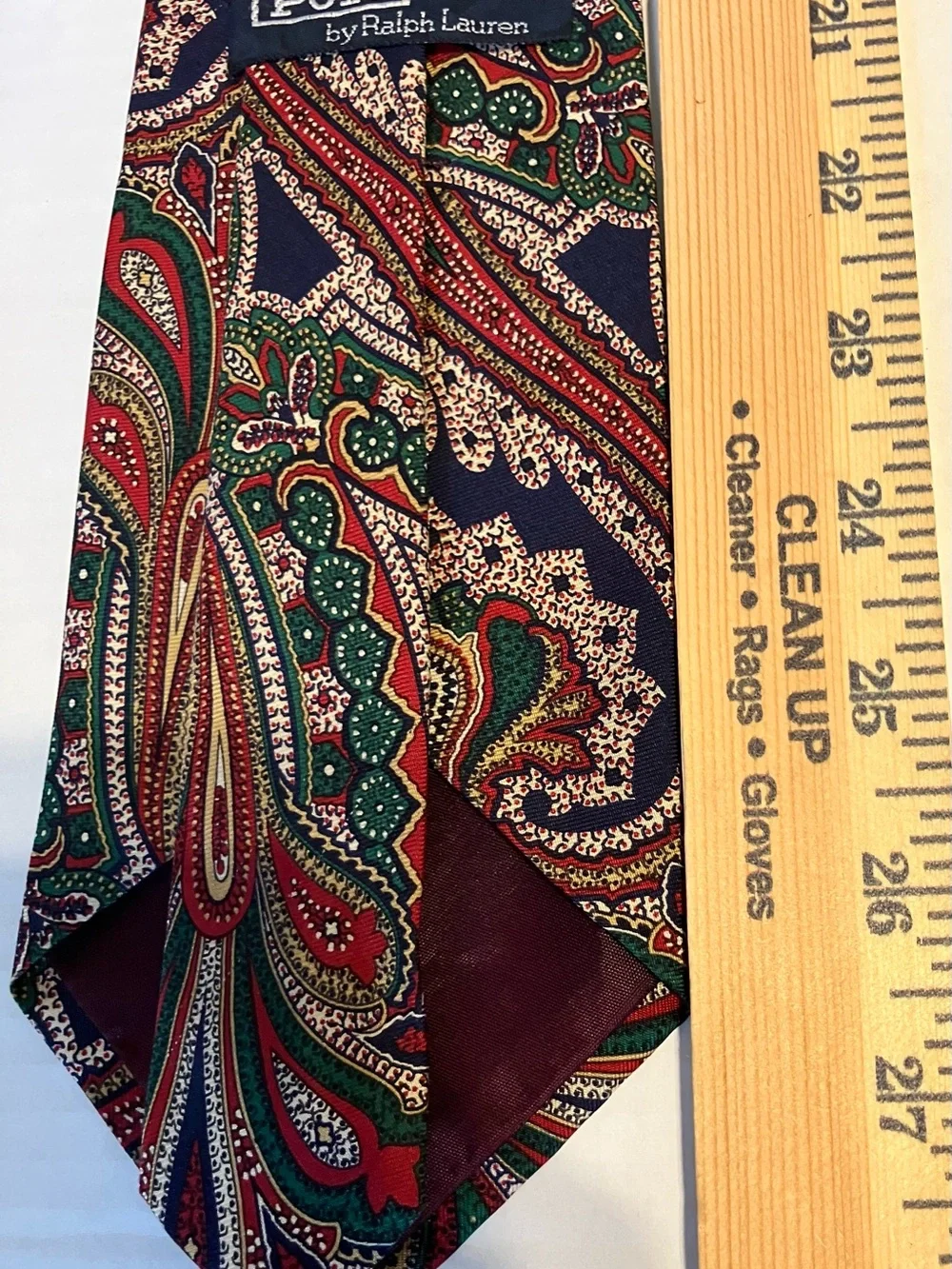 Ralph Lauren Navy Paisley Silk Tie with Red & Green Accents